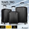 ALFORDSON Luggage 3PCS Set Suitcase Trolley TSA Carry on Hard Case Black