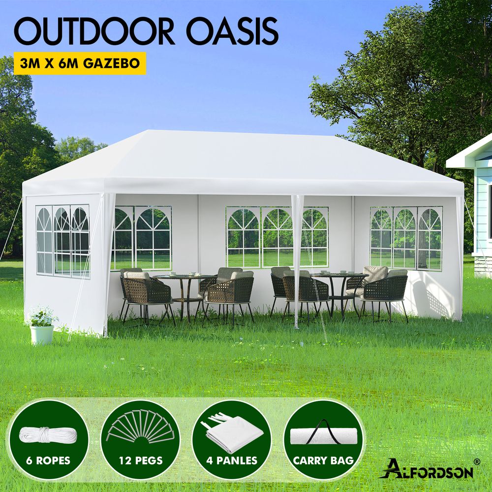 ALFORDSON Gazebo 3x6 Outdoor Marquee Party Tent Camping Portable Side Wall White