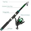 Fishing Tackle Set Telescopic Fishing Rod and Spinning Reel Kit, Saltwater Freshwater Fishing Rod Kit (Green)