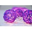 1 Set of 20 LED Cassis Purple 5cm Rattan Cane Ball Battery Powered String Lights Christmas Gift Home Wedding Party Bedroom Decoration Table Centrepiece