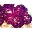 1 Set of 20 LED Cassis Purple 5cm Rattan Cane Ball Battery Powered String Lights Christmas Gift Home Wedding Party Bedroom Decoration Table Centrepiece