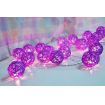 1 Set of 20 LED Cassis Purple 5cm Rattan Cane Ball Battery Powered String Lights Christmas Gift Home Wedding Party Bedroom Decoration Table Centrepiece