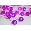 1 Set of 20 LED Cassis Purple 5cm Rattan Cane Ball Battery Powered String Lights Christmas Gift Home Wedding Party Bedroom Decoration Table Centrepiece