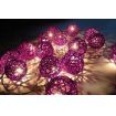 1 Set of 20 LED Cassis Purple 5cm Rattan Cane Ball Battery Powered String Lights Christmas Gift Home Wedding Party Bedroom Decoration Table Centrepiece