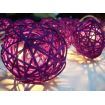 1 Set of 20 LED Cassis Purple 5cm Rattan Cane Ball Battery Powered String Lights Christmas Gift Home Wedding Party Bedroom Decoration Table Centrepiece