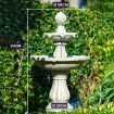 PROTEGE 3 Tier Solar Powered Water Feature Fountain Bird Bath - Light Grey