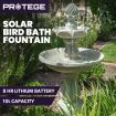 PROTEGE 3 Tier Solar Powered Water Feature Fountain Bird Bath - Light Grey