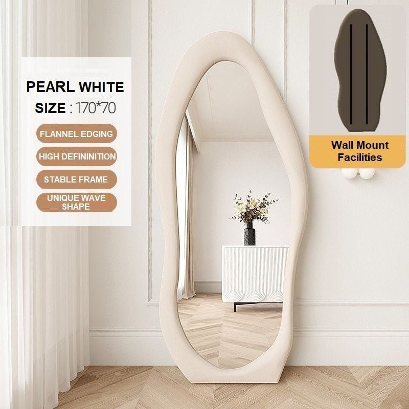 1.7m Standing Maiden Mirror Full Length Aesthetic Full Size Floor Mirror Bedroom Creative Modern Deco Pearl White