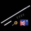 9.1m Flag Pole Kit Telescopic Heavy Duty 16 Gauge Aluminium with Flag