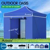 ALFORDSON Gazebo 3x3m Pop Up Marquee Outdoor Folding Tent Wedding Canopy Walls Blue