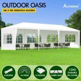 ALFORDSON Gazebo 3x9m Outdoor Wedding Party Tent Camping Portable PE White with Walls