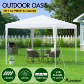 ALFORDSON Gazebo 3x3m Outdoor Wedding Party Tent Camping Portable PE White