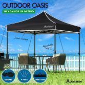 ALFORDSON Gazebo 3x3m Pop Up Marquee Outdoor Folding Tent Wedding Canopy BLlack