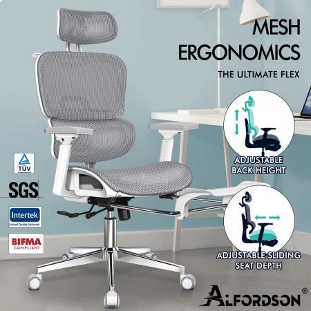 ALFORDSON Ergonomic Office Chair Executive White Grey