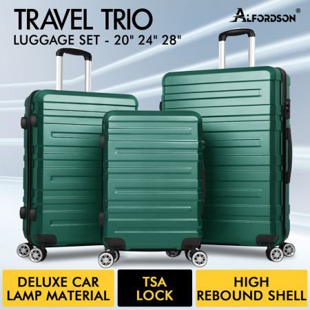 ALFORDSON Luggage 3PCS Set Suitcase Trolley TSA Carry on Hard Case Green