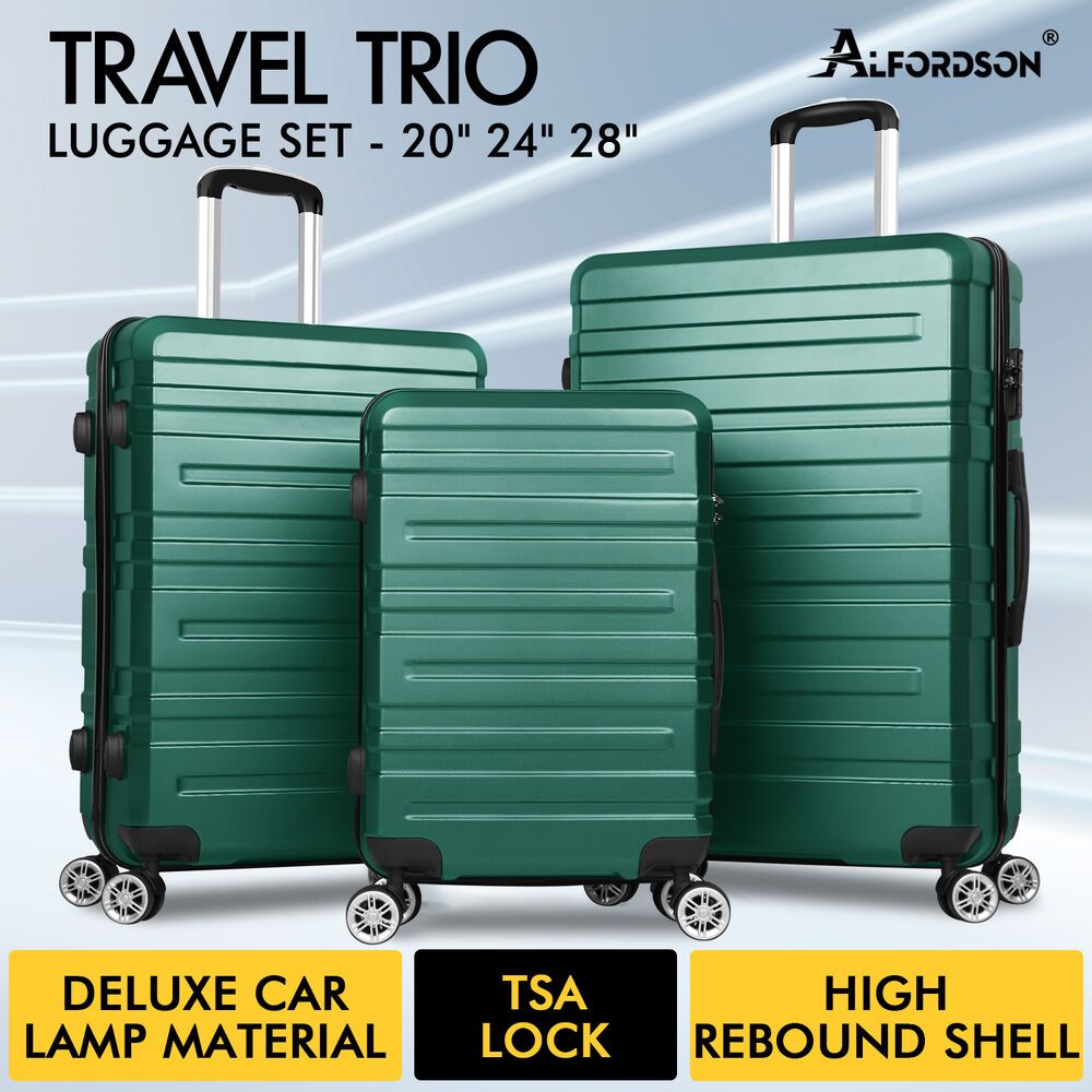 ALFORDSON Luggage 3PCS Set Suitcase Trolley TSA Carry on Hard Case Green