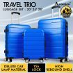 ALFORDSON Luggage 3PCS Set Suitcase Trolley TSA Carry on Hard Case Blue