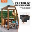 Pergola Bracket Kit 152x152mm, 4pcs 3-Way Heavy Duty Corner Bracket Woodworks DIY Post Base Kit, Easy Installation Wooden Beams for Gazebos, Patio Pergolas, Log Cabin Outdoor Pergola Hardware