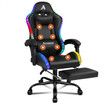 ALFORDSON Gaming Chair Office Massage 12 RGB LED Computer Seat PU Leather Black