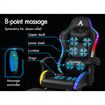 ALFORDSON Gaming Chair Office Massage 12 RGB LED Computer Seat PU Leather Black
