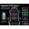 ALFORDSON Gaming Chair Office Massage 12 RGB LED Computer Seat PU Leather Black