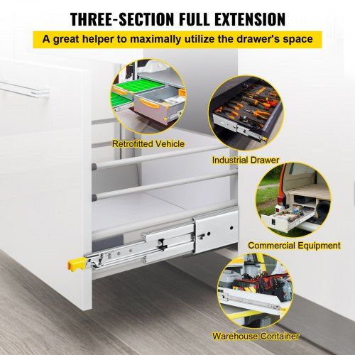 Drawer Slides with Lock Drawer Slide 264.2cm Ball Bear 225kg Full Extension