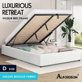 ALFORDSON Bed Frame Double Size Gas Lift Storage Mattress Base Boucle WILBUR