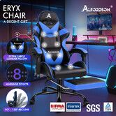 ALFORDSON Gaming Chair Office Massage Computer Racing Seat PU Leather Blue
