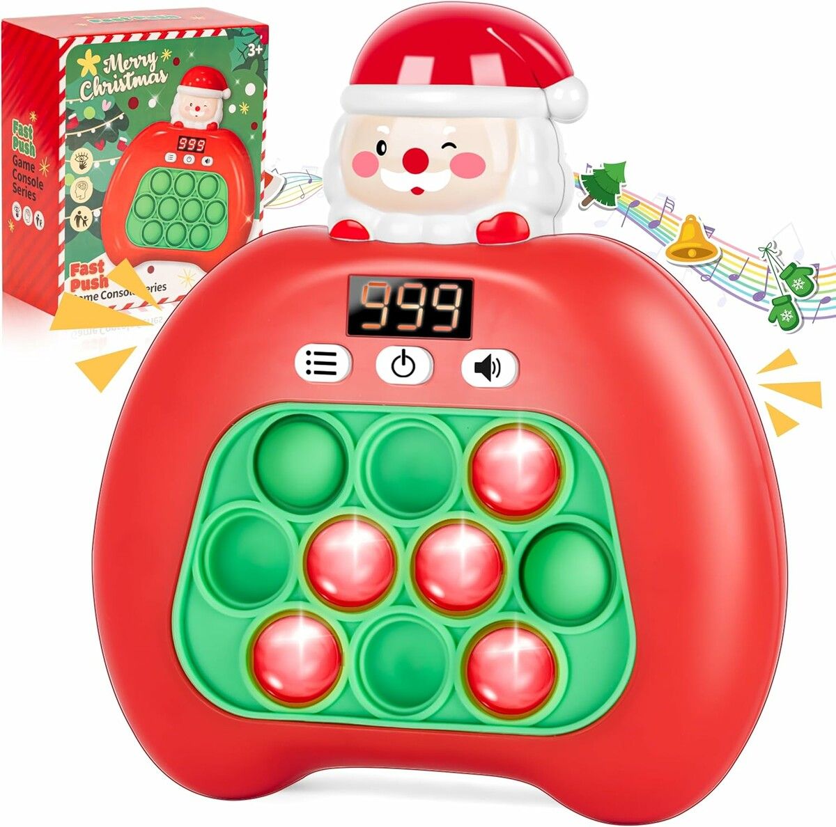 Fast Push Game Toys for Kids, Bubble Stress Pop Light Up Game Console Handheld Puzzle Game Autism Sensory Toys, Christmas Gifts for Kids Age3+