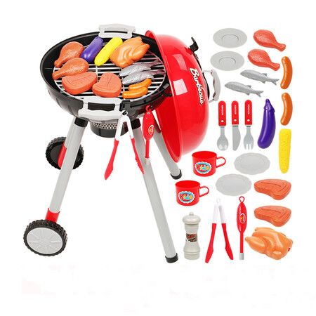 Kitchen Toy Set, Toy BBQ Grill Set, Cooking Toy Set, Little Chef Play, Kids Grill Playset Interactive BBQ Toy Set for Kids