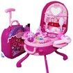 Pink 2 in 1 Toddler Girls Makeup Table and Suitcase Toy Set Fashion Accessories Pretend Play Travel Beauty Set