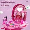 Pink 2 in 1 Toddler Girls Makeup Table and Suitcase Toy Set Fashion Accessories Pretend Play Travel Beauty Set