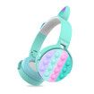 Blue Bluetooth Headset with Cat Ears and LED Lights Wireless Decompression Headphones for Kids Christmas Gift