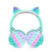 Blue Bluetooth Headset with Cat Ears and LED Lights Wireless Decompression Headphones for Kids Christmas Gift