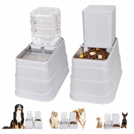 Pet  Automatic Feeder and Water Dispenser Set(3.8L), 3 Height Adjustable Raised with 2 Stainless Steel Bowlsfor Dogs Cats Pets
