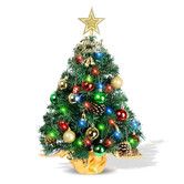 Tabletop Christmas Tree 22 Inch Mini Artificial Christmas Tree with 30 LED String Lights, Star Tree, Tabletop Small Xmas Tree