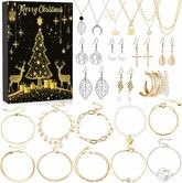 Jewelry Advent Calendar 2024 for Women 24 Days of Christmas Countdown Calendar Fashion Necklaces Earrings Bracelets Xmas Gift