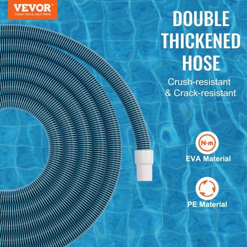 Heavy Duty Swimming Pool Hose, 1-1/2-Inch x 30-Feet, Pool Vacuum Cleaning Hose, Compatible with Above Ground Pool In-Ground Pool Sand Filter Pump Pool Pump Pool Skimmer Various Cleaning