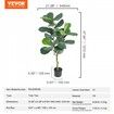 Artificial Fiddle Leaf Fig Tree, 10cm, Secure PE Material & Anti-Tip Tilt Protection Low-Maintenance Faux Plant, Lifelike Green Fake Potted Tree for Home Office Warehouse Decor Indoor Outdoor