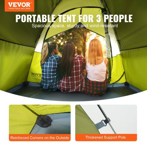 Camping Tent, 7 x 7 x 4 ft Fit for 6 Person, Waterproof Lightweight Backpacking Tent, Easy Setup, with Door and Window, for Outdoor Family Camping, Hiking, Hunting, Mountaineering Travel