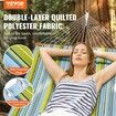 Double Quilted Fabric Hammock, 12 FT Double Hammock with Hardwood Spreader Bars, 2 Person Quilted Hammock with Detachable Pillow and Chains for Camping Outdoor Patio Yard Beach, 480 lbs Capacity