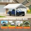 Carport Replacement Canopy Cover 10 x 20 ft, Garage Top Tent Shelter Tarp Heavy-Duty Waterproof & UV Protected, Easy Installation with Ball Bungees,White (Only Top Cover, Frame Not Include)