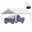 Carport Replacement Canopy Cover 10 x 20 ft, Garage Top Tent Shelter Tarp Heavy-Duty Waterproof & UV Protected, Easy Installation with Ball Bungees,White (Only Top Cover, Frame Not Include)
