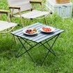 Folding Camping Table, Outdoor Portable Side Tables, Lightweight Fold Up Table, Aluminum Alloy Ultra Compact Work Table with Carry Bag, For Cooking, Beach, Picnic, Travel, 22.2x15.9 inch, Black