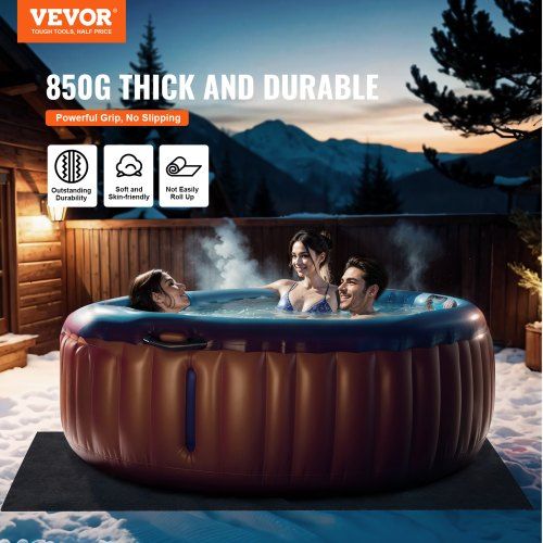 1.9 x 1.9 M Hot Tub Mat, Extra Large Inflatable Hot Tub Pad, Waterproof Slip-Proof Backing, Absorbent Spa Pool Ground Base Flooring Protector Mat Reusable Outdoor & Indoor, Also For Car Repair