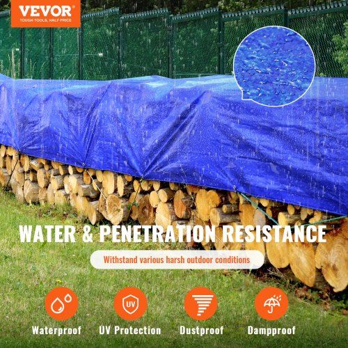 Tarp Waterproof Tarpaulin 10x12 ft 5Mil Plastic Poly Tear UV Resistant