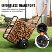 Firewood Log Cart, 113 kg Load Capacity, Outdoor and Indoor Wood Rack Storage Mover with Pneumatic Rubber Wheels, Heavy Duty Steel Dolly Hauler, Firewood Carrier for Fireplace, Fire Pit, Black