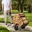 Firewood Log Cart, 113 kg Load Capacity, Outdoor and Indoor Wood Rack Storage Mover with Pneumatic Rubber Wheels, Heavy Duty Steel Dolly Hauler, Firewood Carrier for Fireplace, Fire Pit, Black