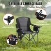 Camping Folding Chair for Adults, Portable Heavy Duty Outdoor Quad Lumbar Back Padded Arm Chairs with Side Pockets, Cup Holder and Cooler Bag for Beach, Lawn, Picnic, Fishing, Backpacking, Black