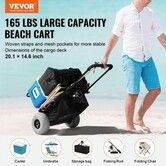 Beach Dolly with Big Wheels for Sand, 20.1" x 14.6" Cargo Deck, w/ 9" Balloon Wheels, 165LBS Loading Capacity Folding Sand Cart & 27.2" to 44.9" Adjustable Height, Heavy Duty Cart for Beach